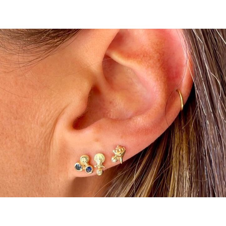 Whelk Shell Diamond Yellow Gold Studs