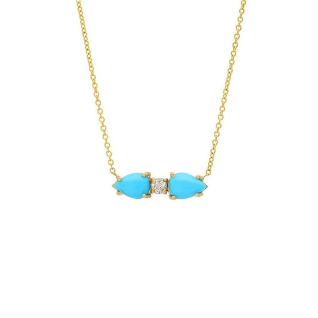 Double Turquoise White Topaz 14k Necklace - Curated Los Angeles