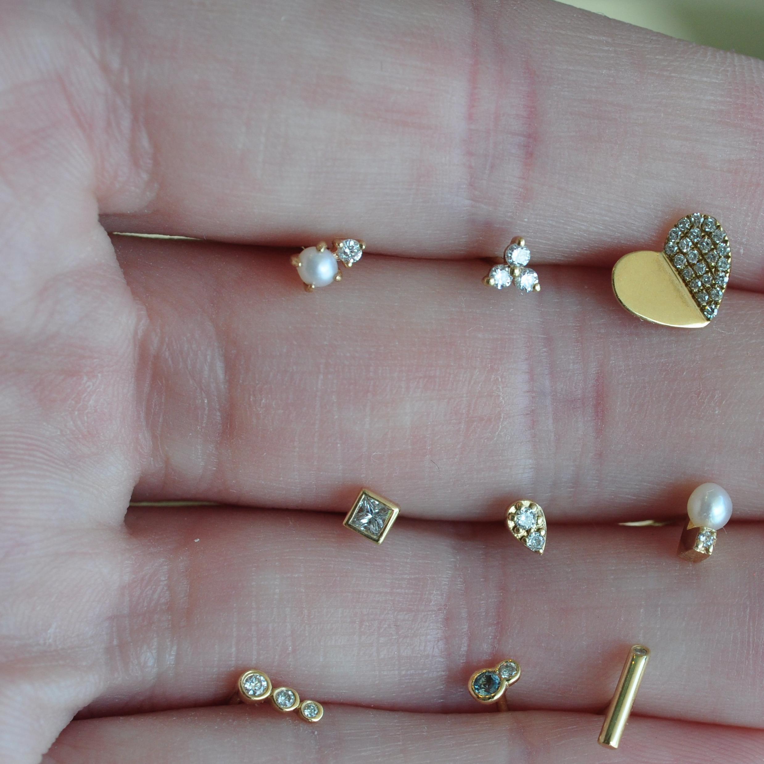 Curated Los Angeles EARRINGS Dainty Diamond Pearl Studs