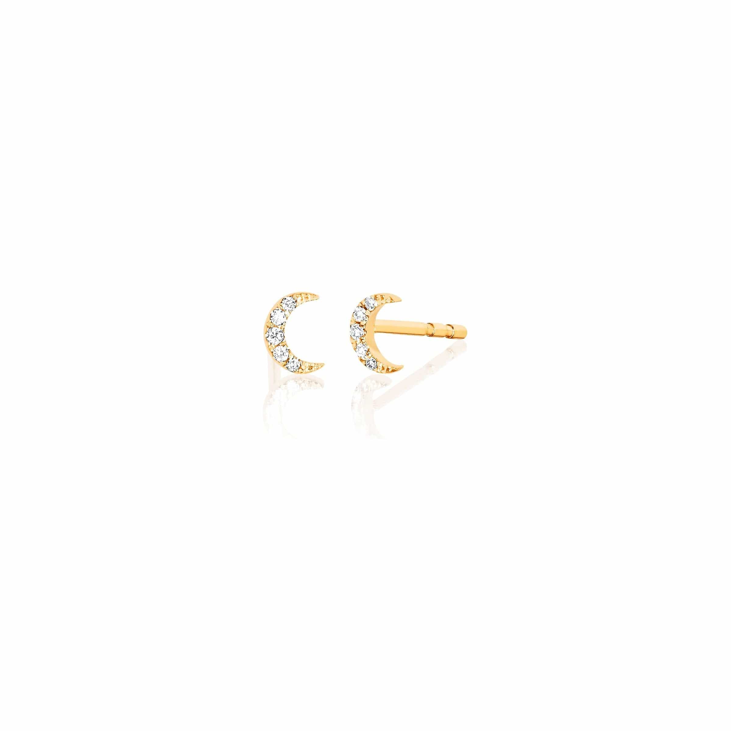 EF COLLECTION EARRINGS Diamond Baby Moon Stud Earring