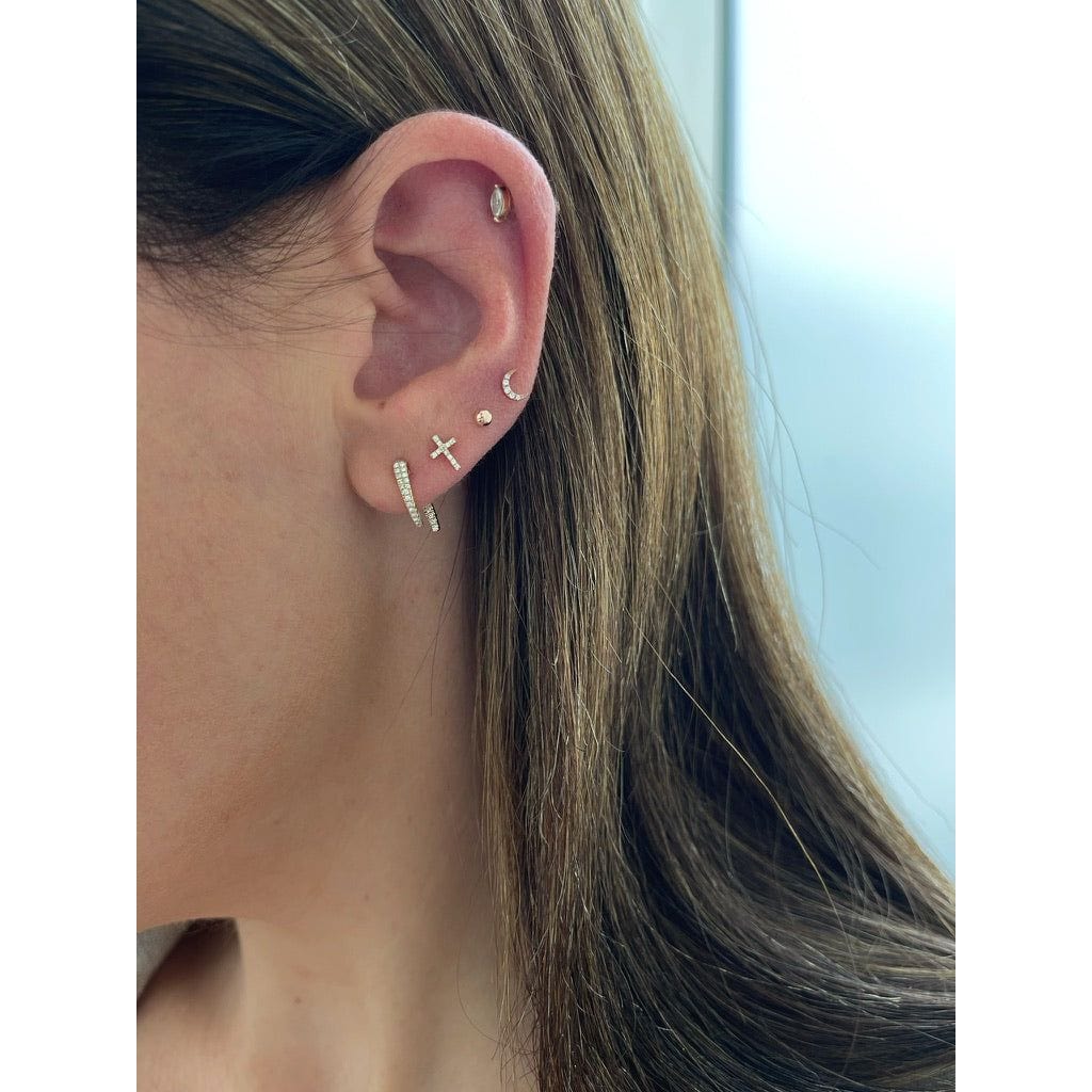 EF COLLECTION EARRINGS Diamond Baby Moon Stud Earring