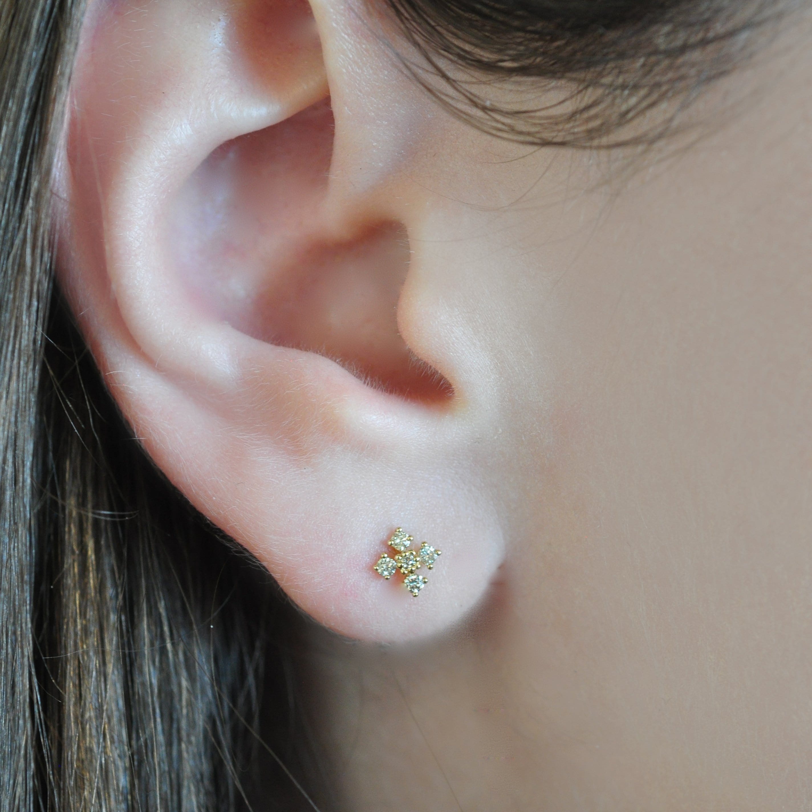 Diamond Occitan Cross Yellow Gold Studs