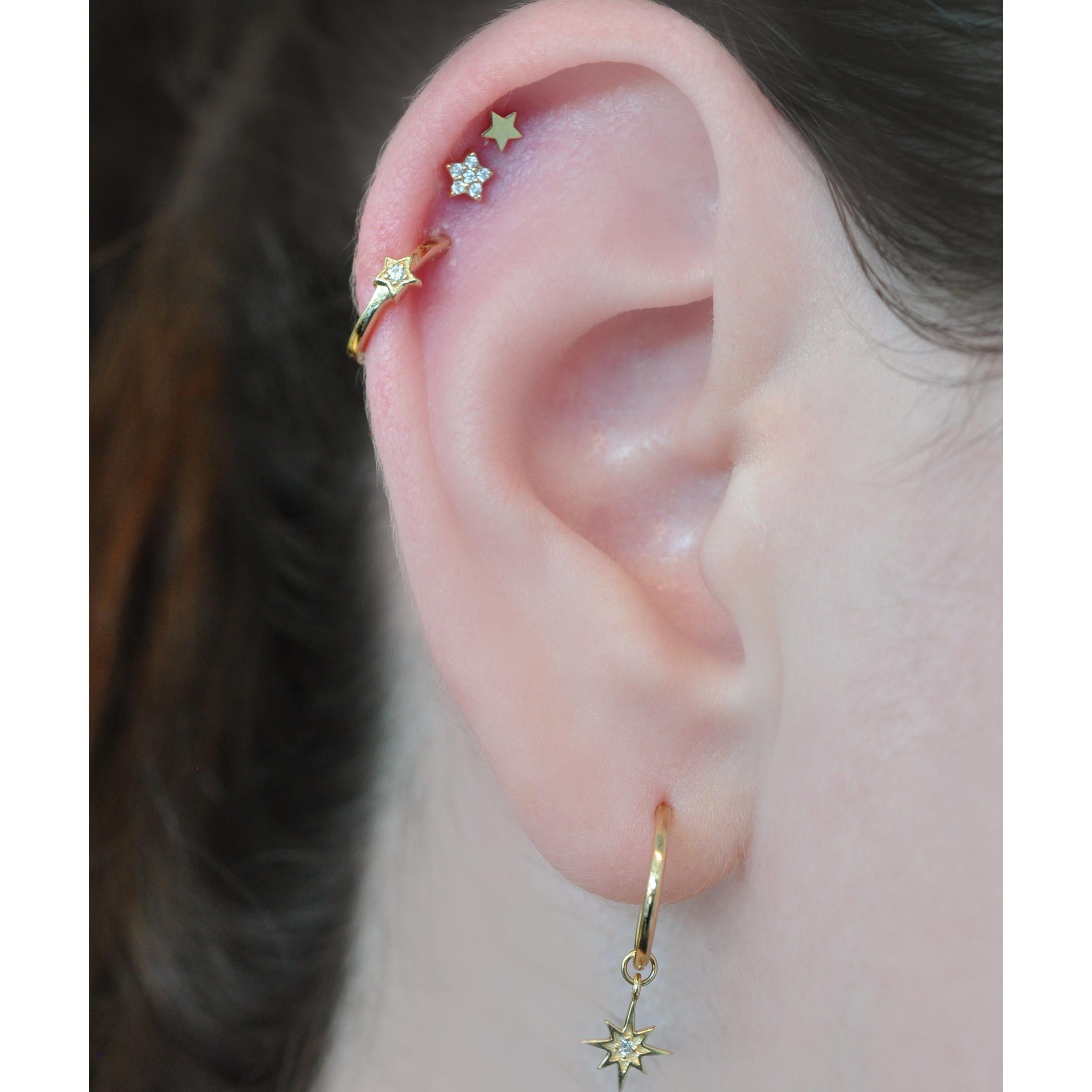 Diamond Pave Star Gold Studs