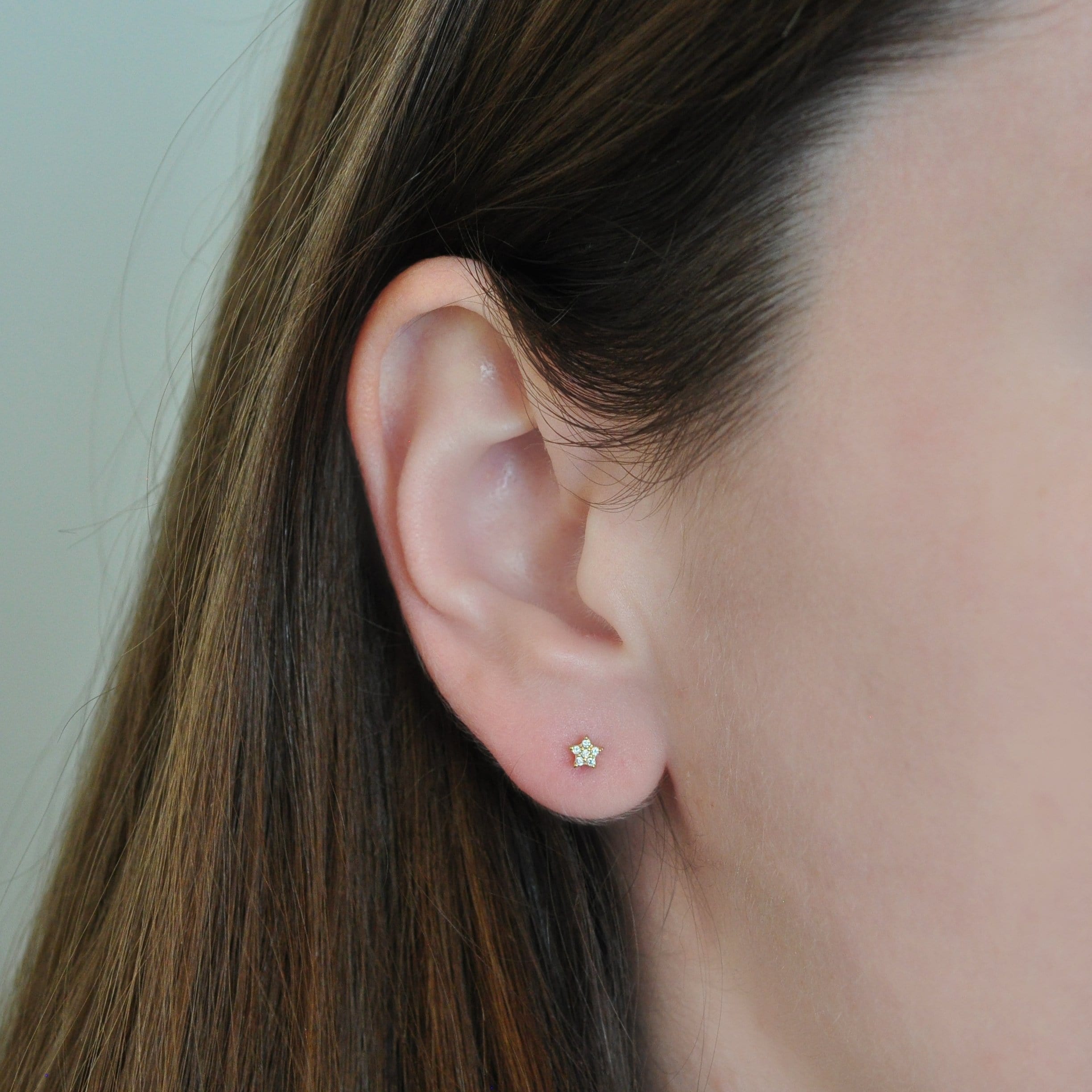 Diamond Pave Star Gold Studs