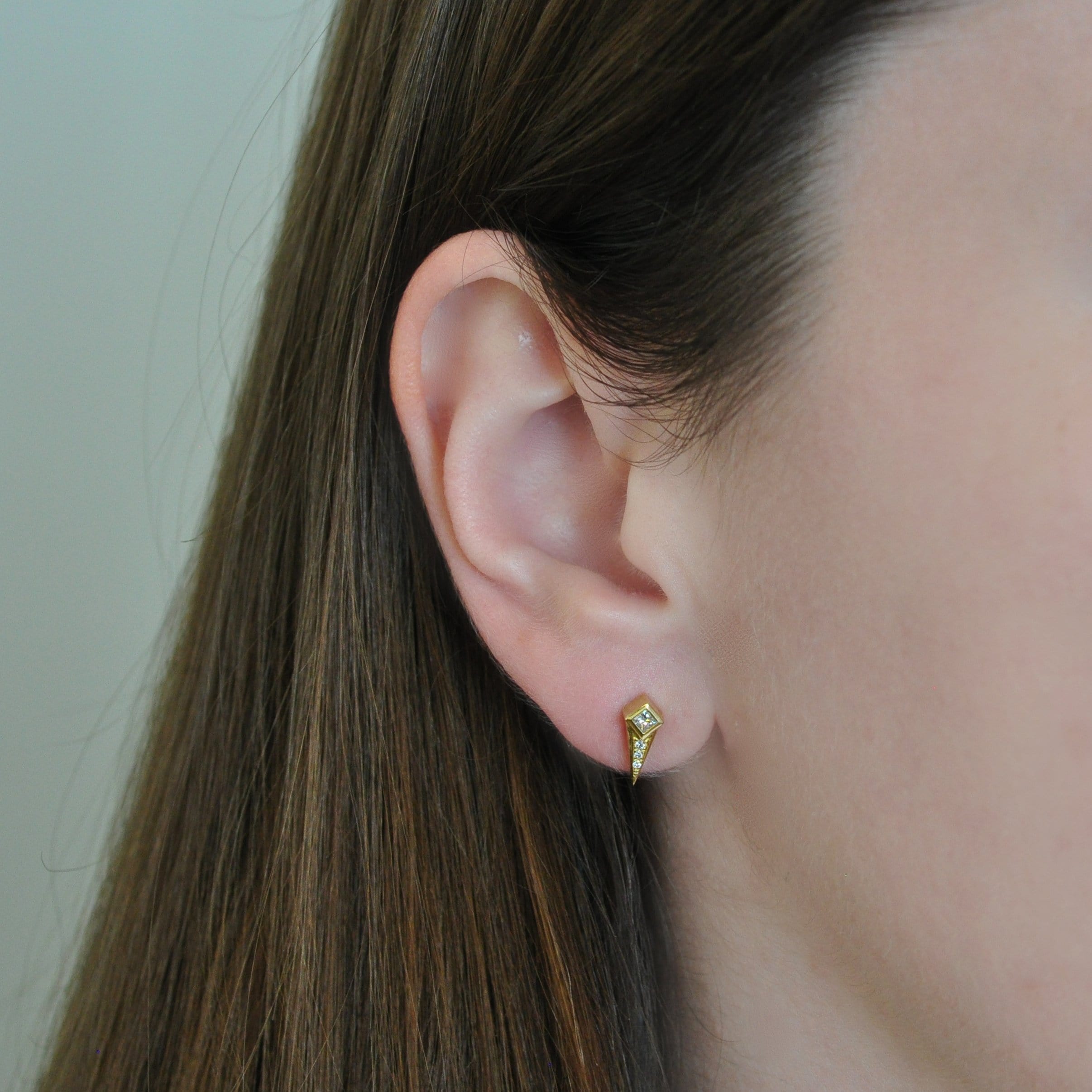 Ziba Zidehsarai EARRINGS Diamond Spike Yellow Gold Studs