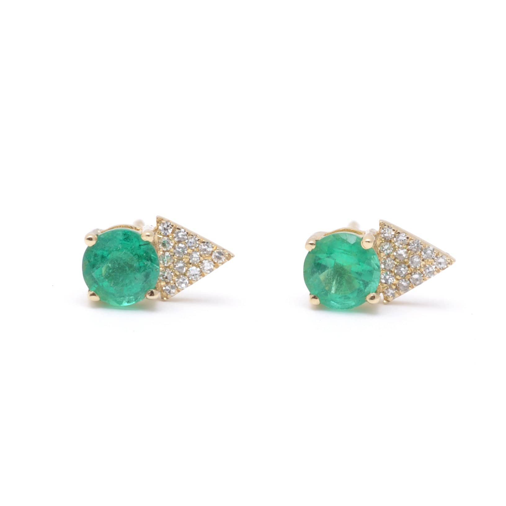Amazing Grace EARRINGS Emerald Diamond Pave Triangle Studs