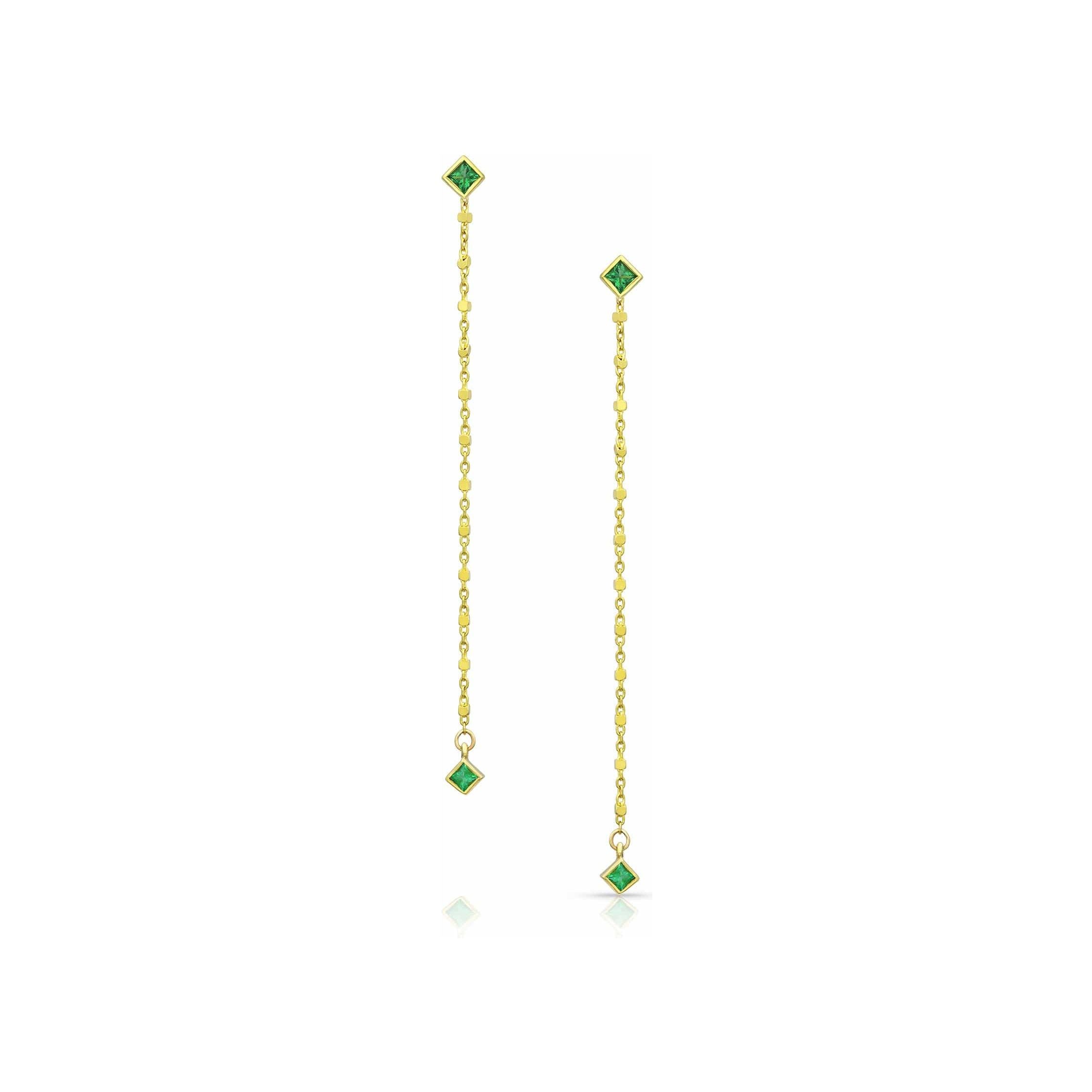 Ziba Zidehsarai EARRINGS Emerald Drop Gold Earring Enhancers