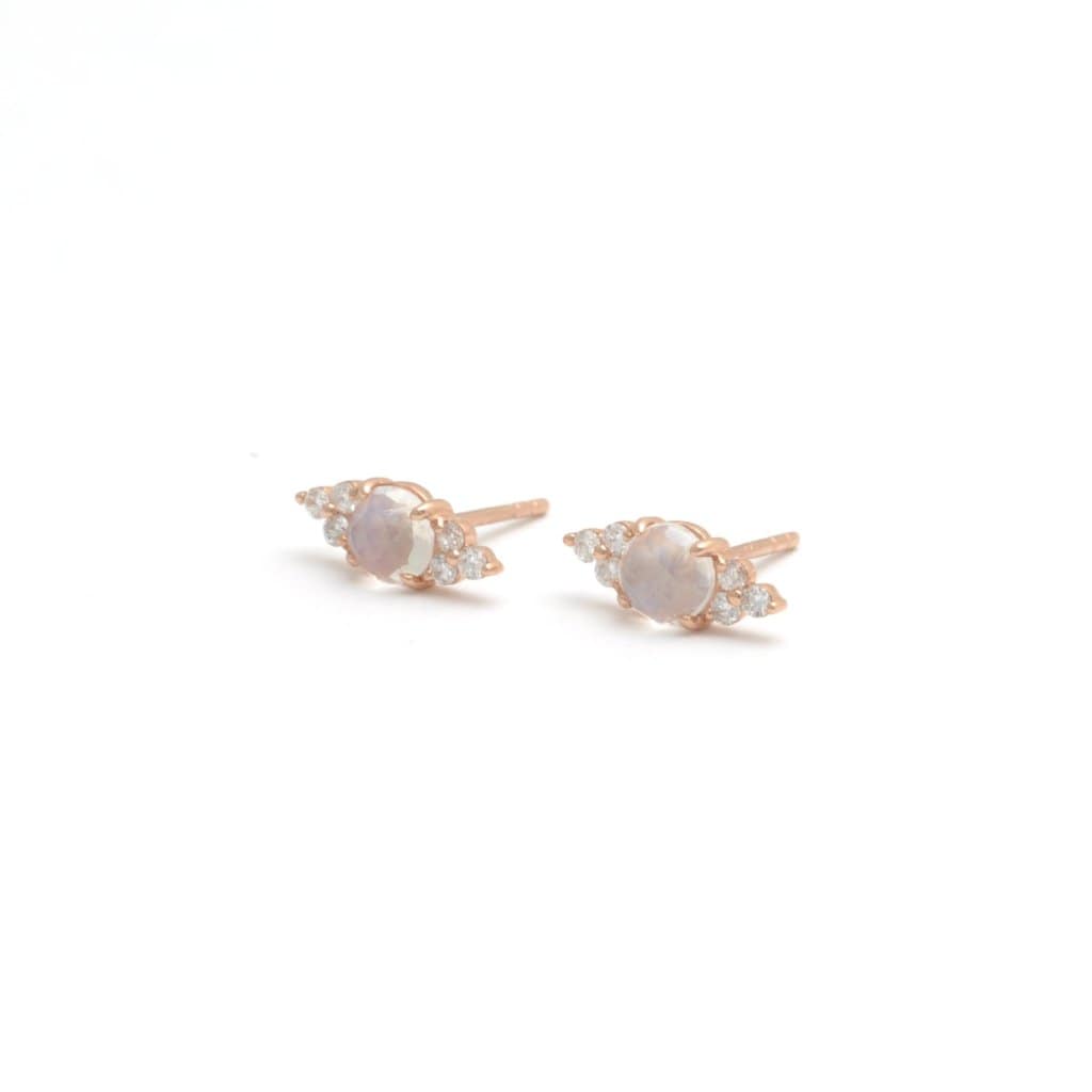Amazing Grace EARRINGS Moonstone Diamond Rose Gold Earrings