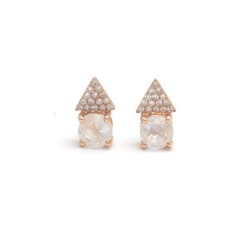 Amazing Grace EARRINGS Moonstone Triangle Pave Diamond Stud Earrings