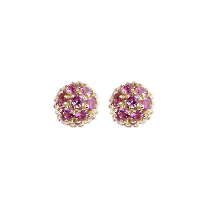 Lee Jones EARRINGS Pink Sapphire Tiny Bon Bon Gold Studs