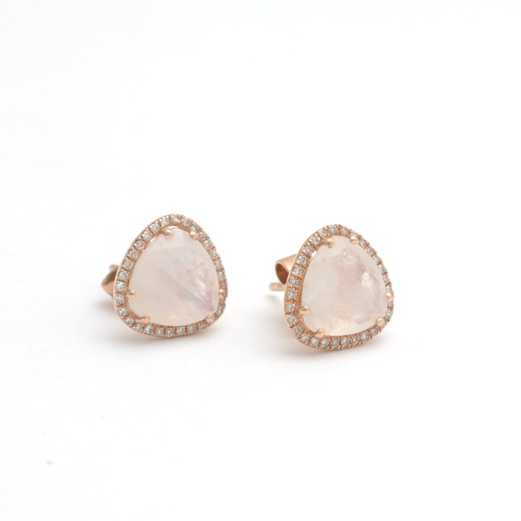 Amazing Grace EARRINGS Rose Cut Moonstone Diamond Halo Earrings