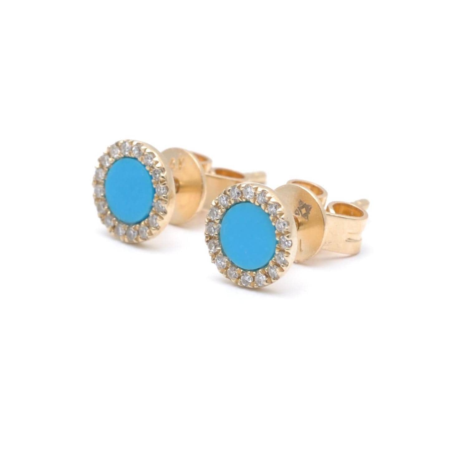 Amazing Grace EARRINGS Round Turquoise Pave Diamond Studs