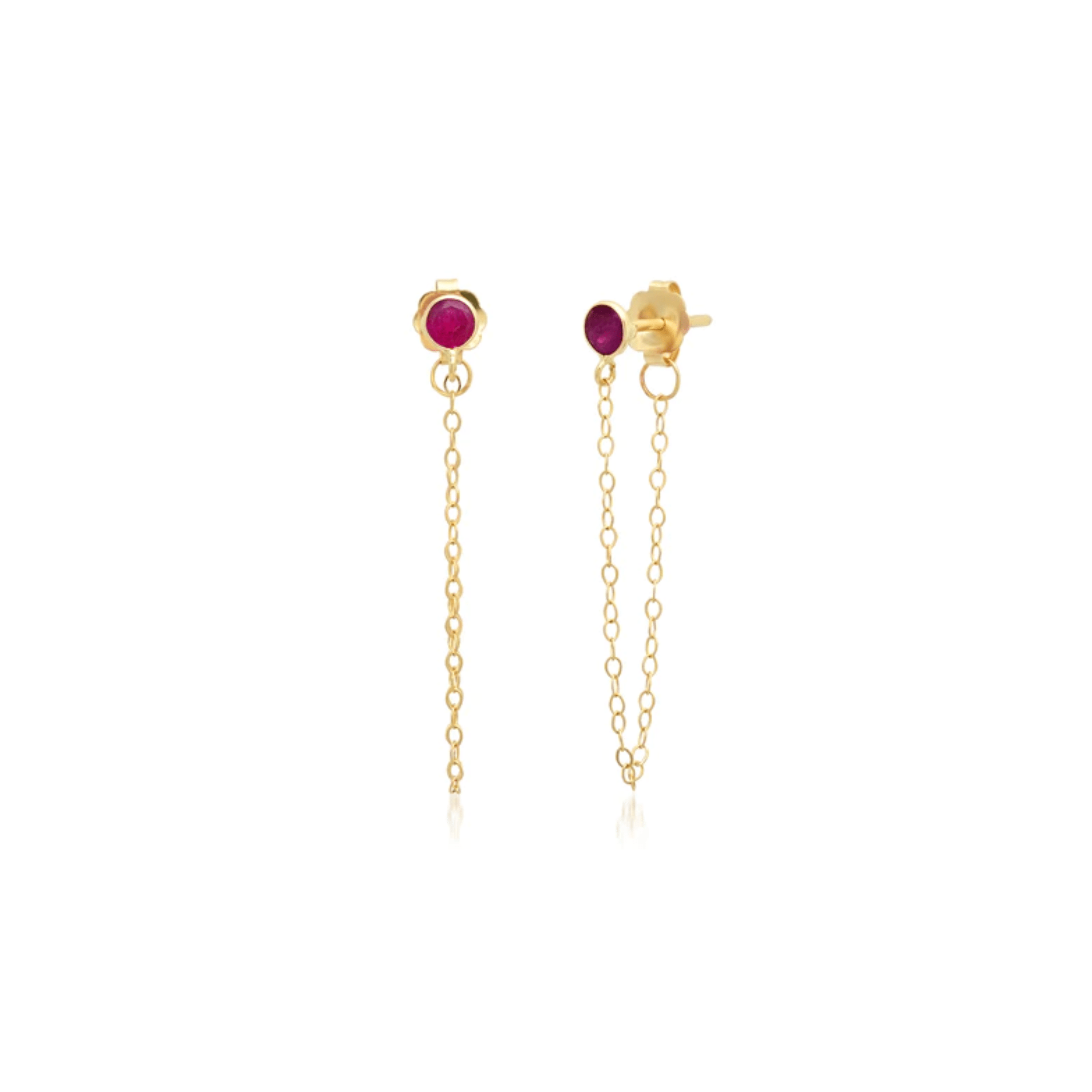 CAITLIN NICOLE JEWELRY EARRINGS Ruby Chain Drop Earrings