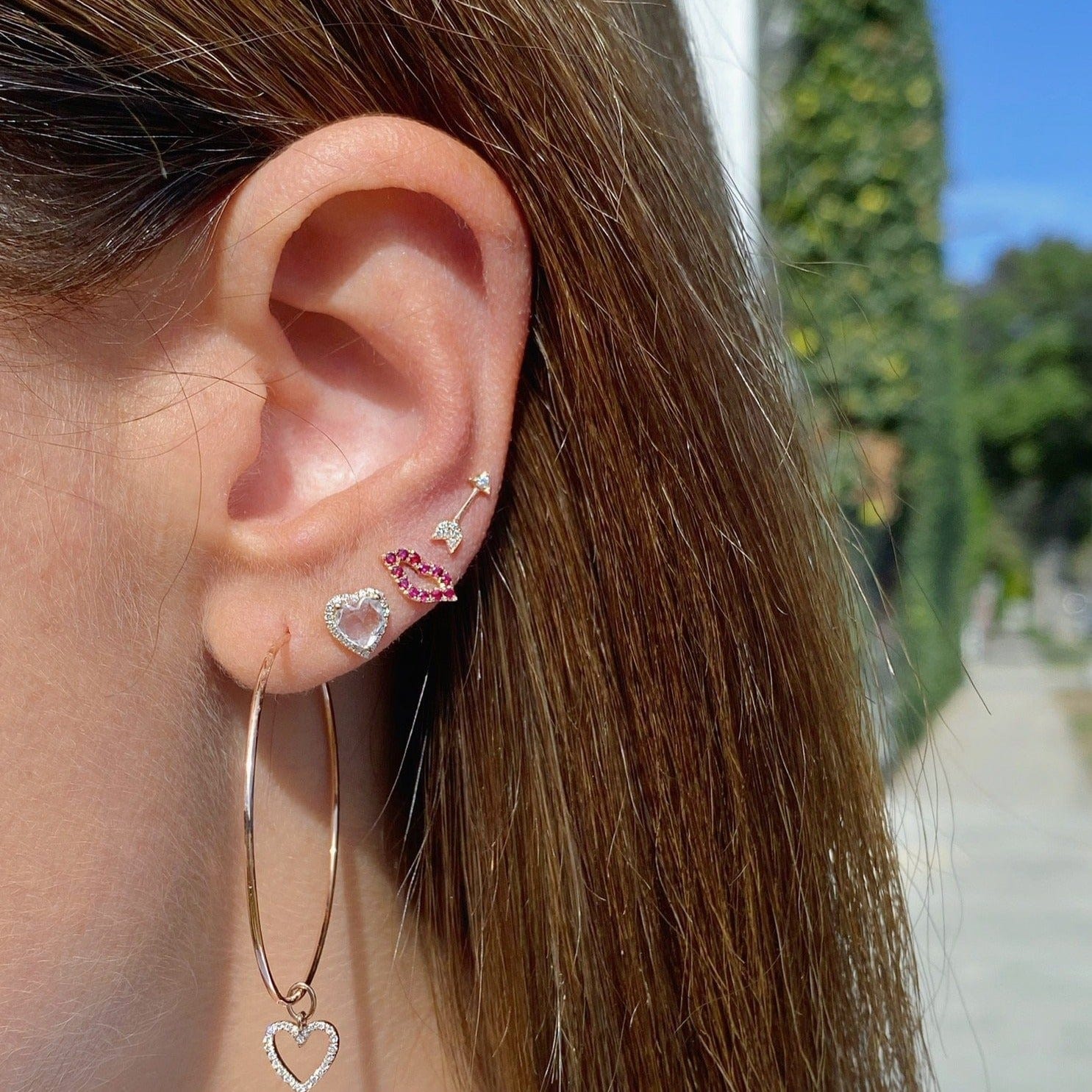 EF COLLECTION EARRINGS Ruby Red Lips Studs