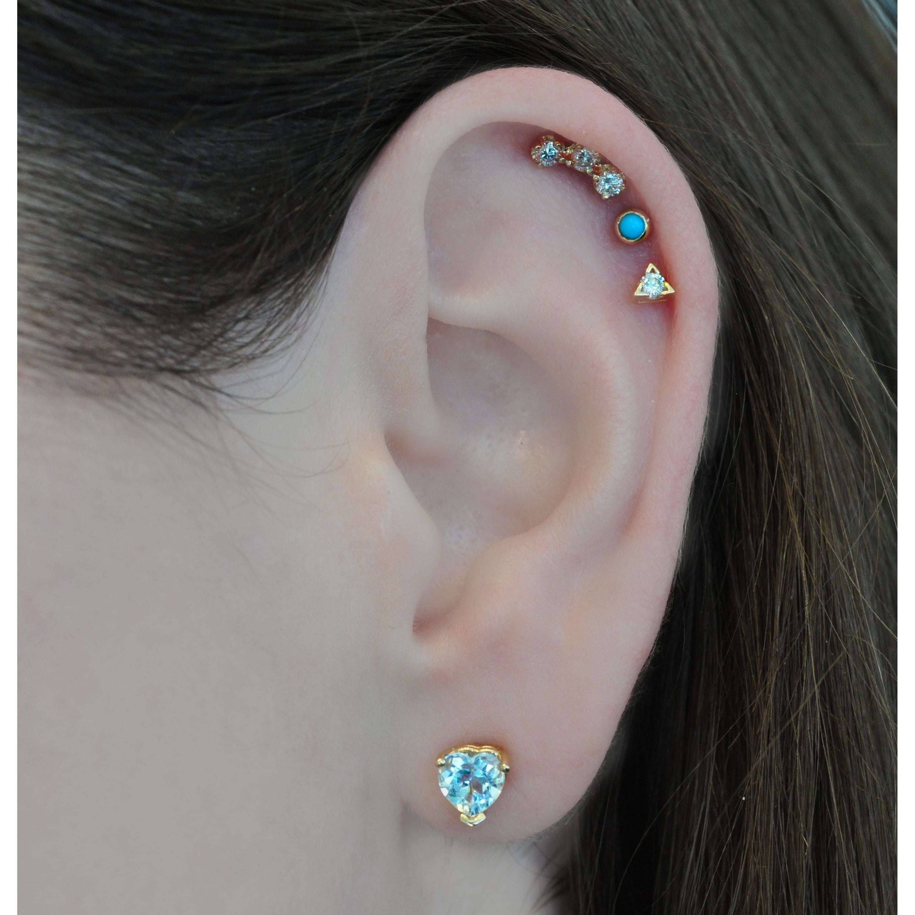 CAITLIN NICOLE JEWELRY EARRINGS Small Turquoise Gold Bezel Studs