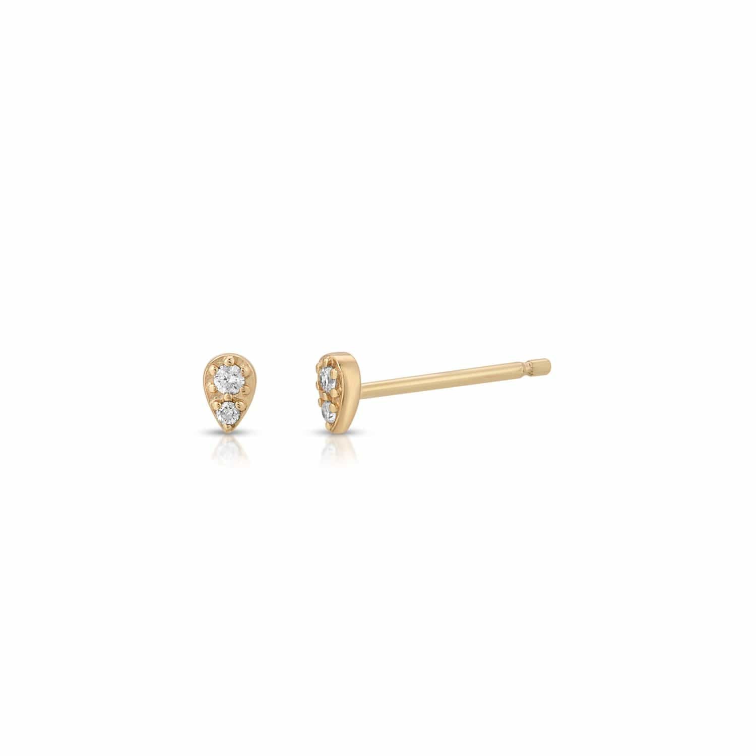 Curated Los Angeles EARRINGS Teardrop Shape Diamond Yellow Gold Studs