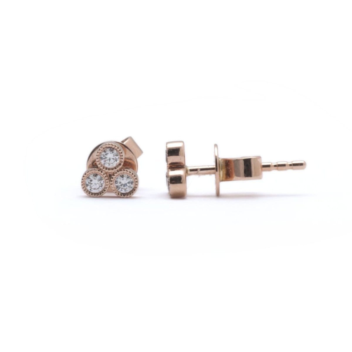 Amazing Grace EARRINGS Three Diamond Bezel Triangle Cluster Stud Earrings