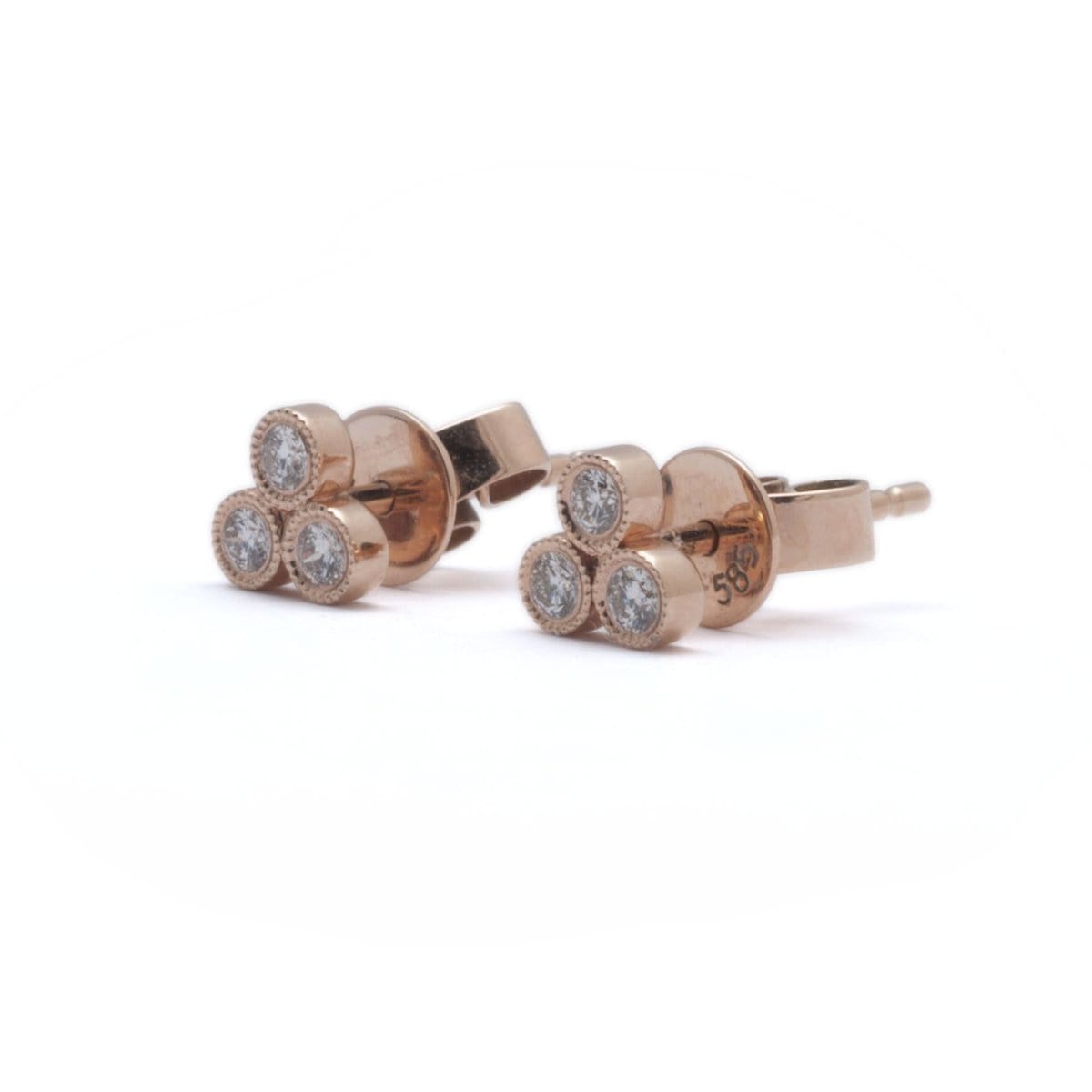 Amazing Grace EARRINGS Three Diamond Bezel Triangle Cluster Stud Earrings