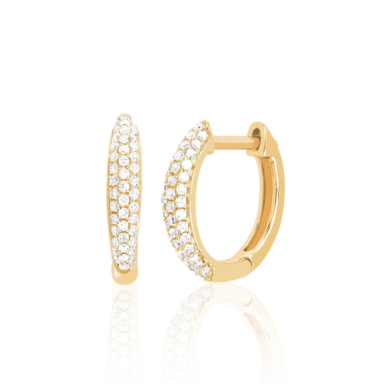 EF COLLECTION EARRINGS Three Row Diamond Dome Huggie