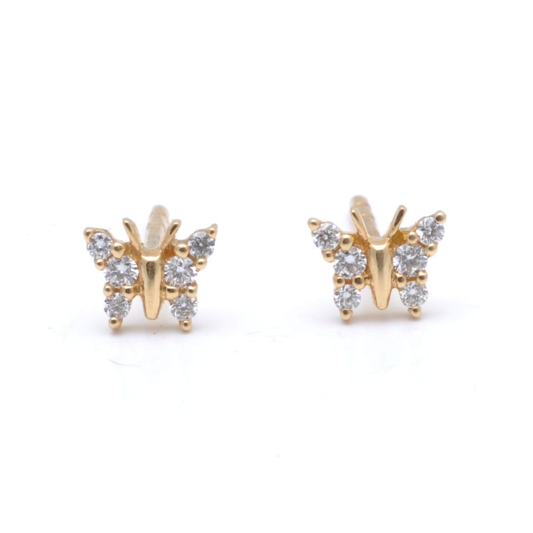 Amazing Grace EARRINGS Tiny Diamond Butterfly Studs