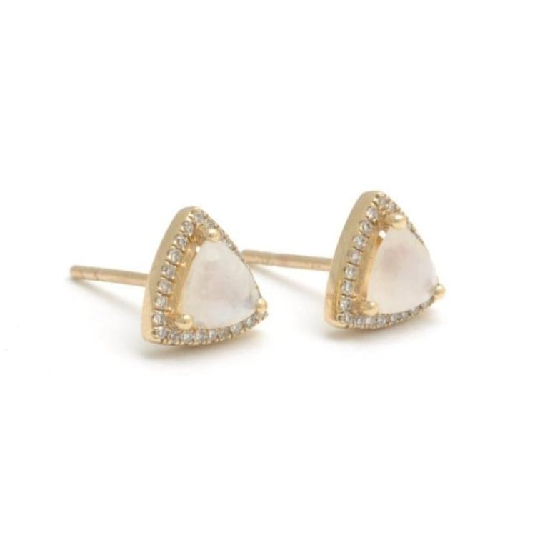 Amazing Grace EARRINGS Trillion Moonstone Diamond Halo Earrings