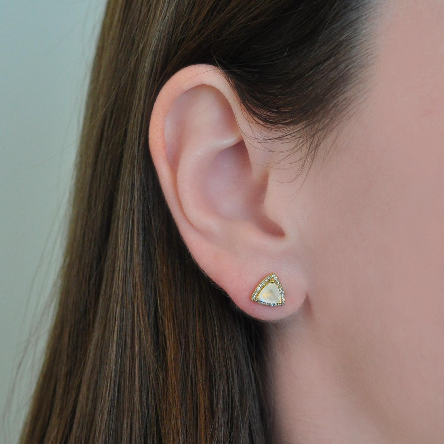 Amazing Grace EARRINGS Trillion Moonstone Diamond Halo Earrings