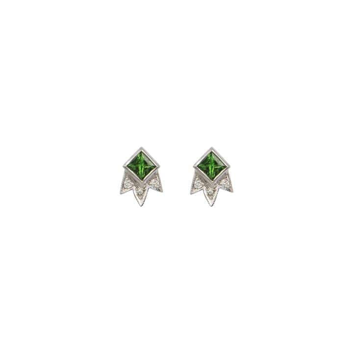 M SPALTEN EARRINGS Tsavorite Garnet and Diamond Shooting Star Stud Earrings