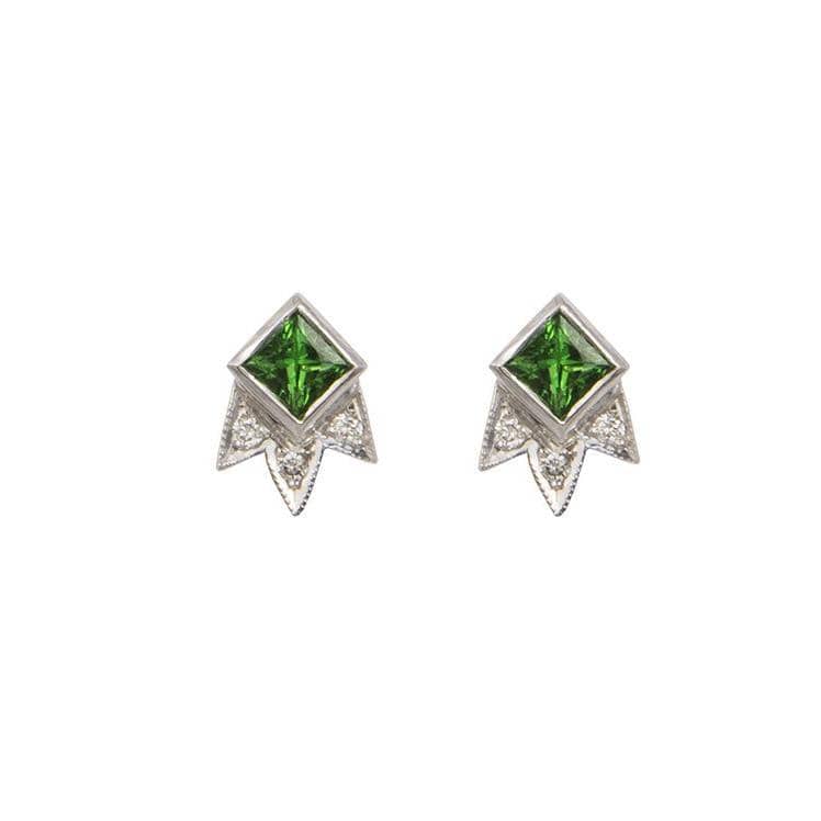 M SPALTEN EARRINGS Tsavorite Garnet and Diamond Shooting Star Stud Earrings