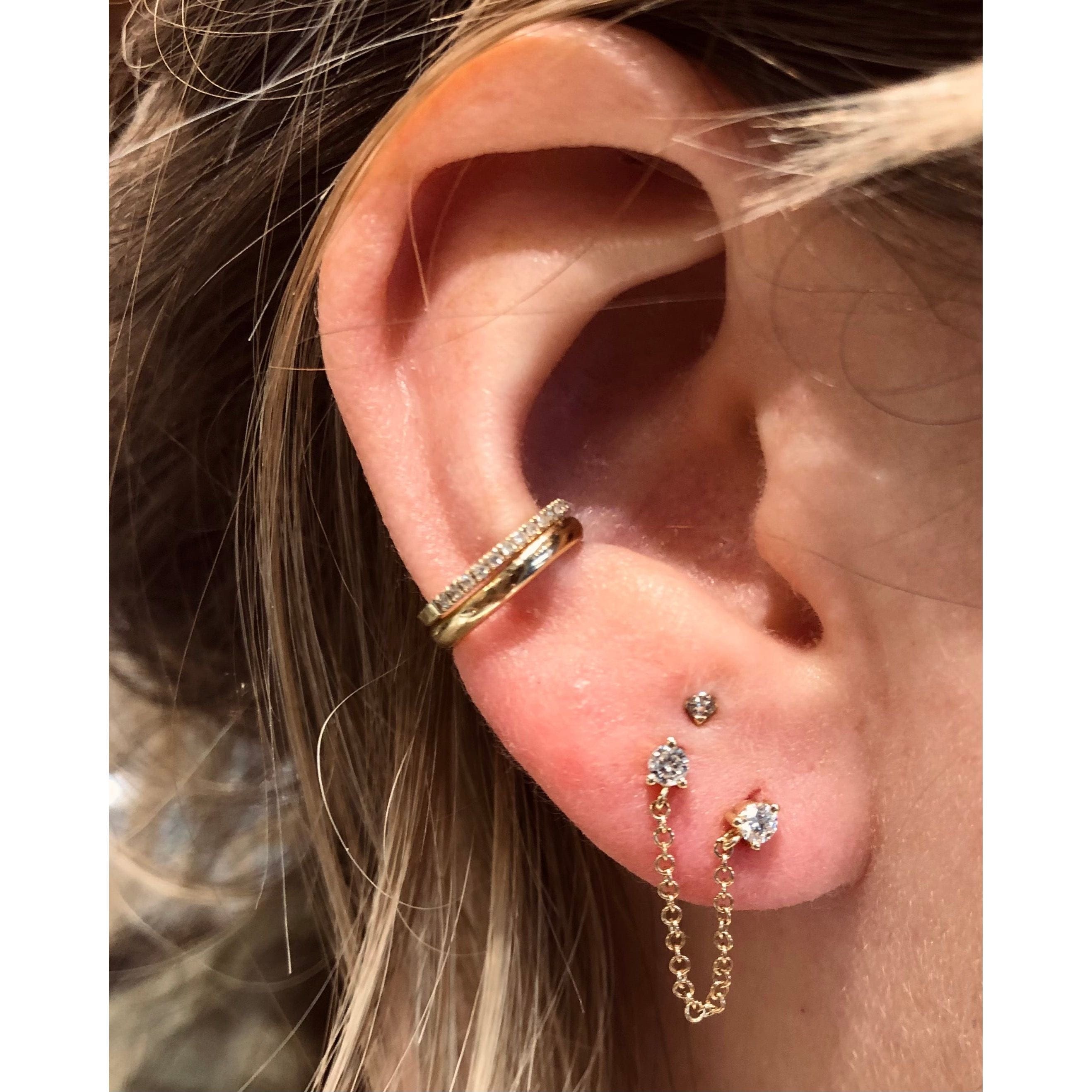 Curated Los Angeles EARRINGS Two Diamond Chain Studs