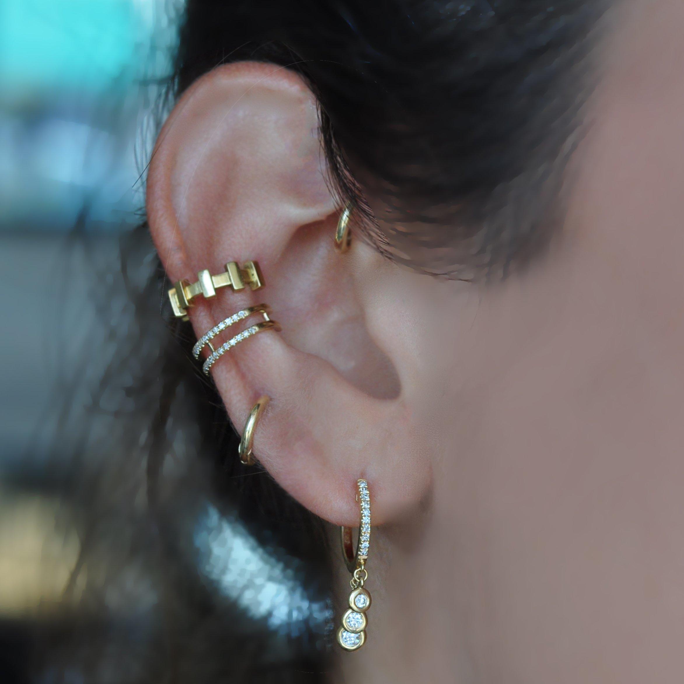 Amazing Grace EARRINGS Two Row Diamond Pave Ear Cuff