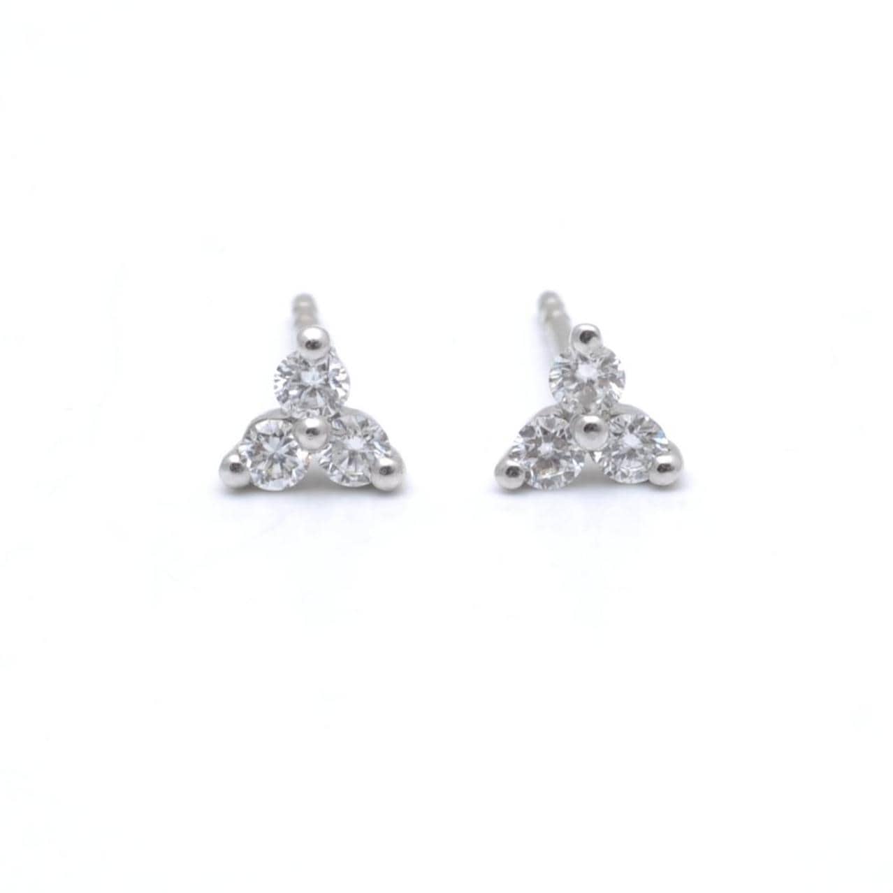 Amazing Grace EARRINGS White Gold Three Diamond Cluster Studs