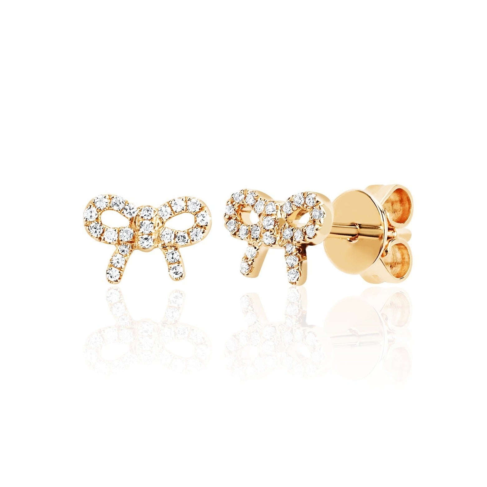 Diamond Bow Yellow Gold Studs