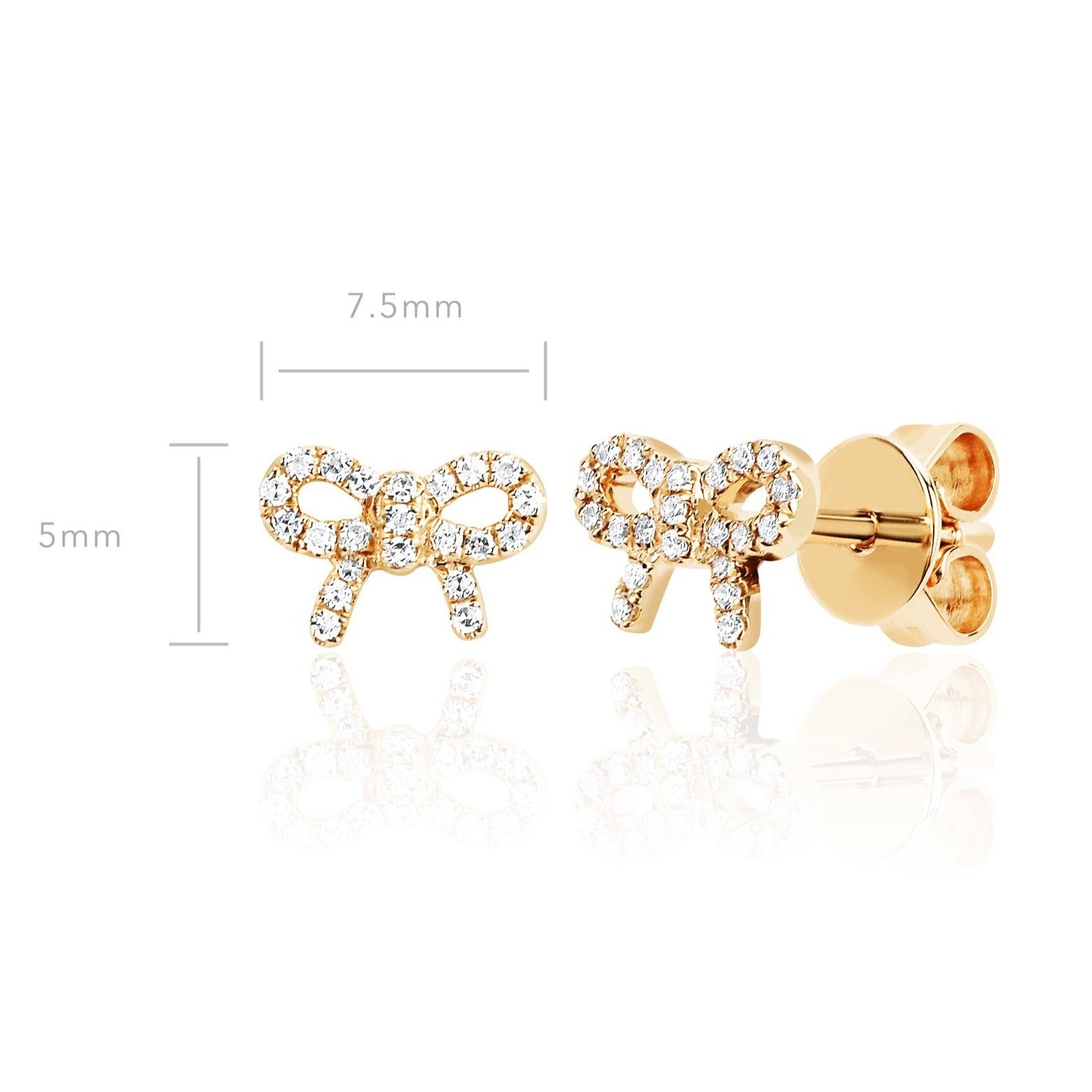 Diamond Bow Yellow Gold Studs