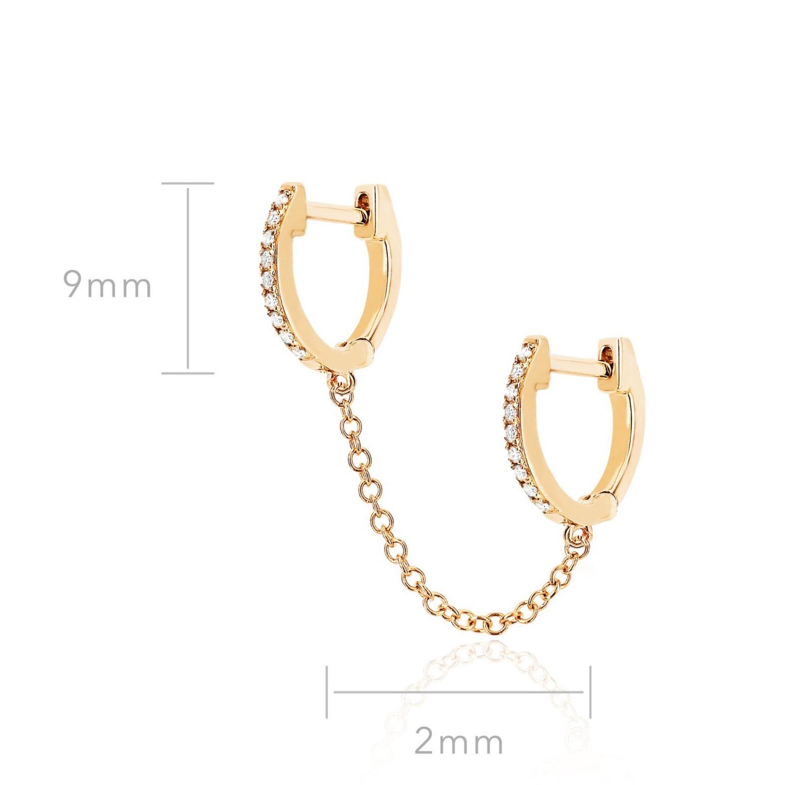 Double Diamond Huggie Chain Earring