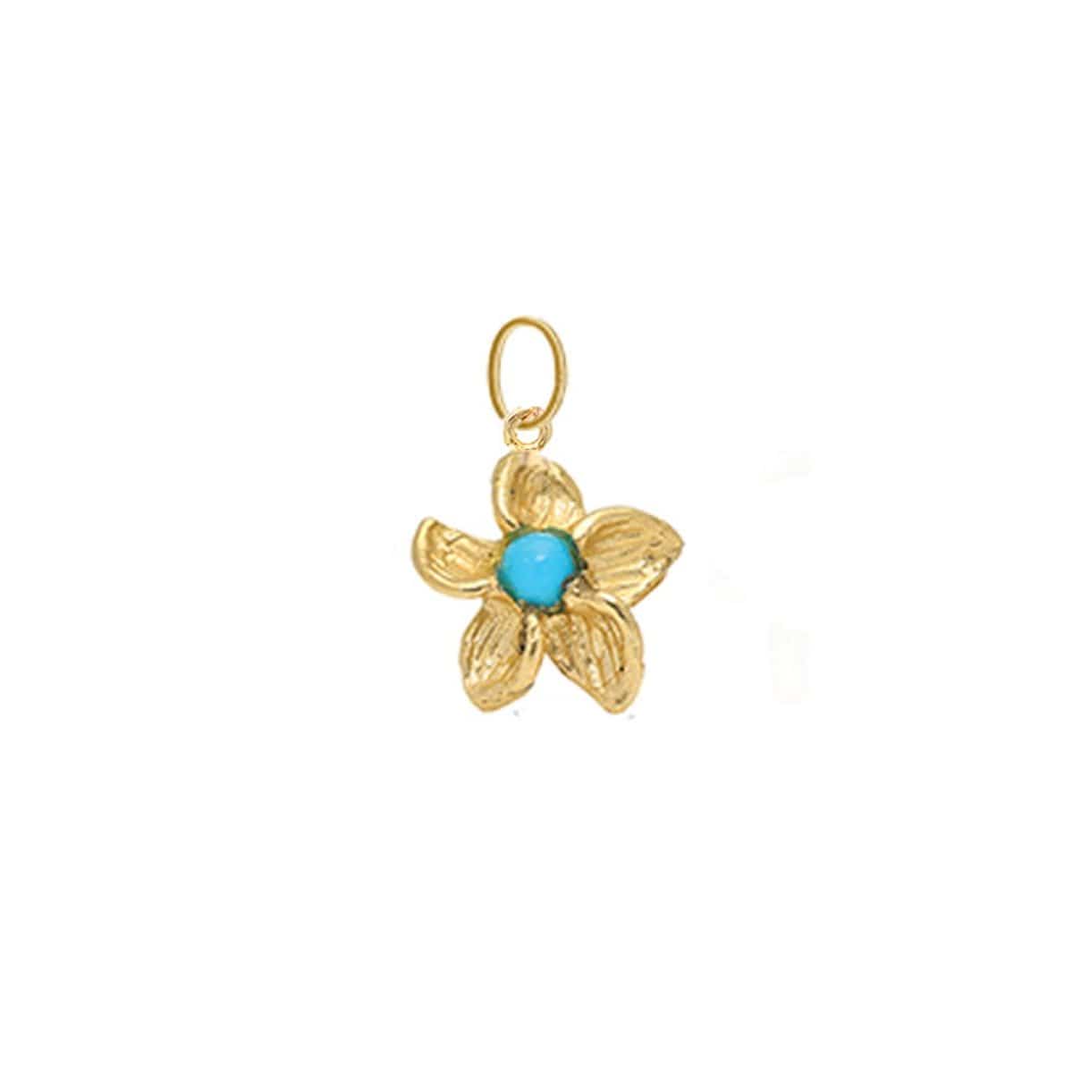 Turquoise Yellow Gold Tropical Flower Charm