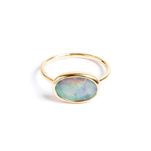 Horizonal Bezel Set Oval Opal Ring