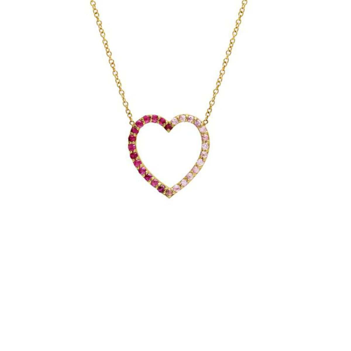 Large Ombre Red Pink Sapphire Heart Pendant Caitlin Nicole
