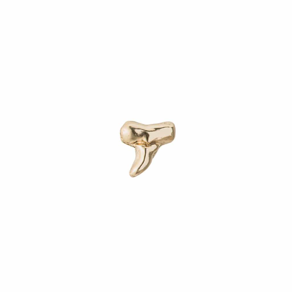 Yellow Gold Shark Tooth Design Single Stud Earring - Curated Los Angeles