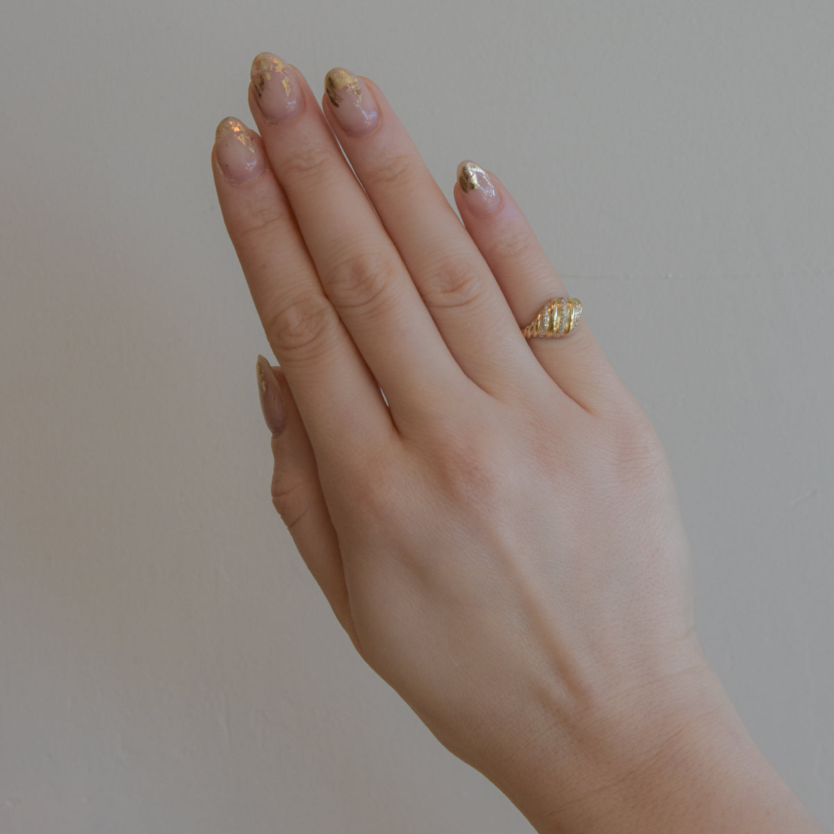 Croissant Signet With Diamond Pinky Ring
