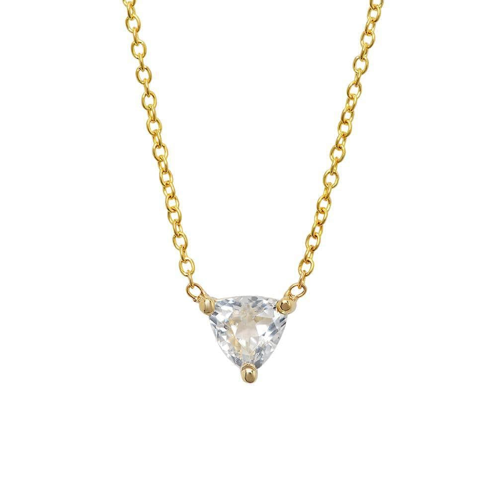 White Topaz Trillion Cut Solitaire Necklace - Curated Los Angeles