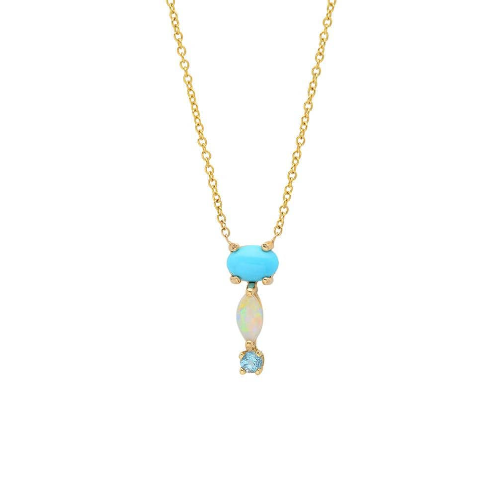 Turquoise Opal Blue Topaz Drop 14k Necklace - Curated Los Angeles