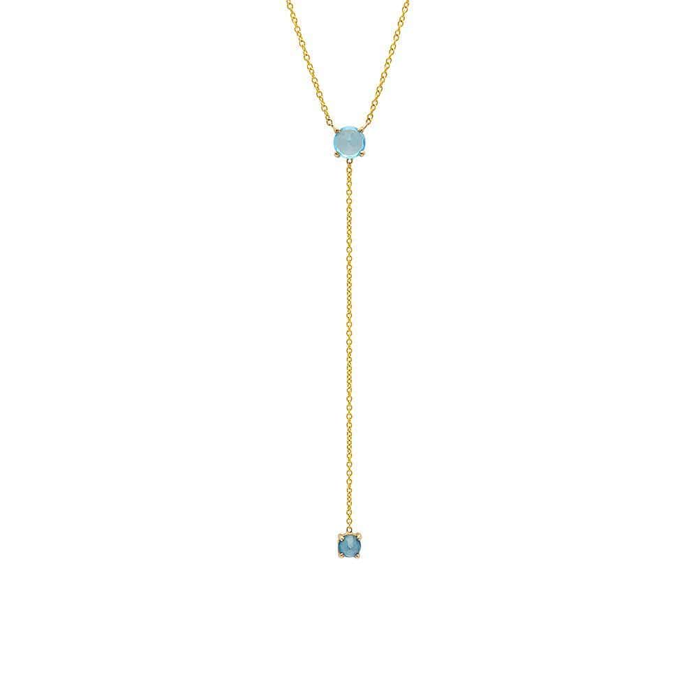 Yellow Gold Blue Topaz Lariat Style Necklace Caitlin Nicole