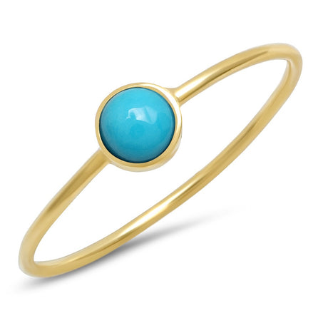 Turquoise Round Solitaire Gold Bezel Ring