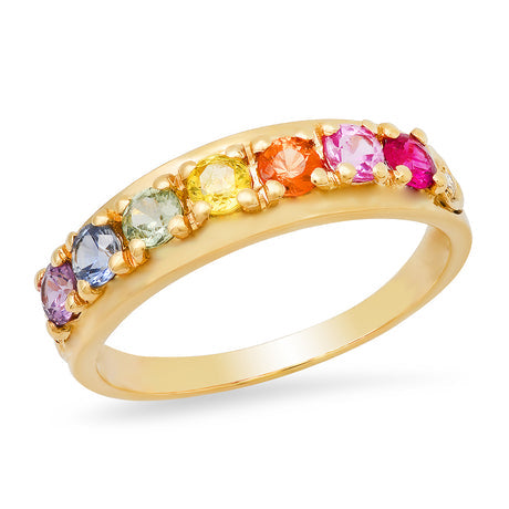 Rainbow Sapphire Retro Inspired Ring