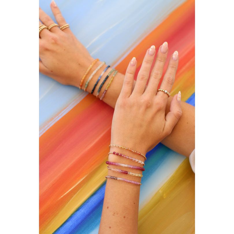 2mm Lucky Sapphire Gemstone Ombre Beaded Bracelet