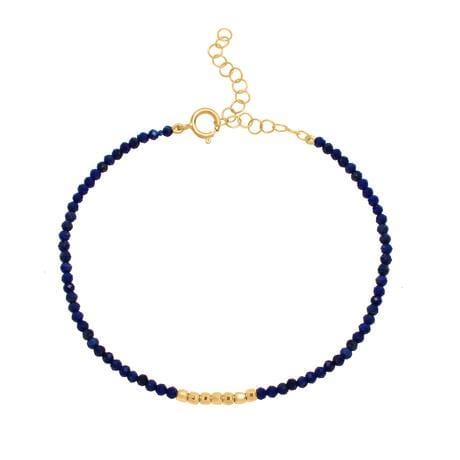 Lapis Lazuli and Yellow Gold Bead Bracelet Caitlin Nicole