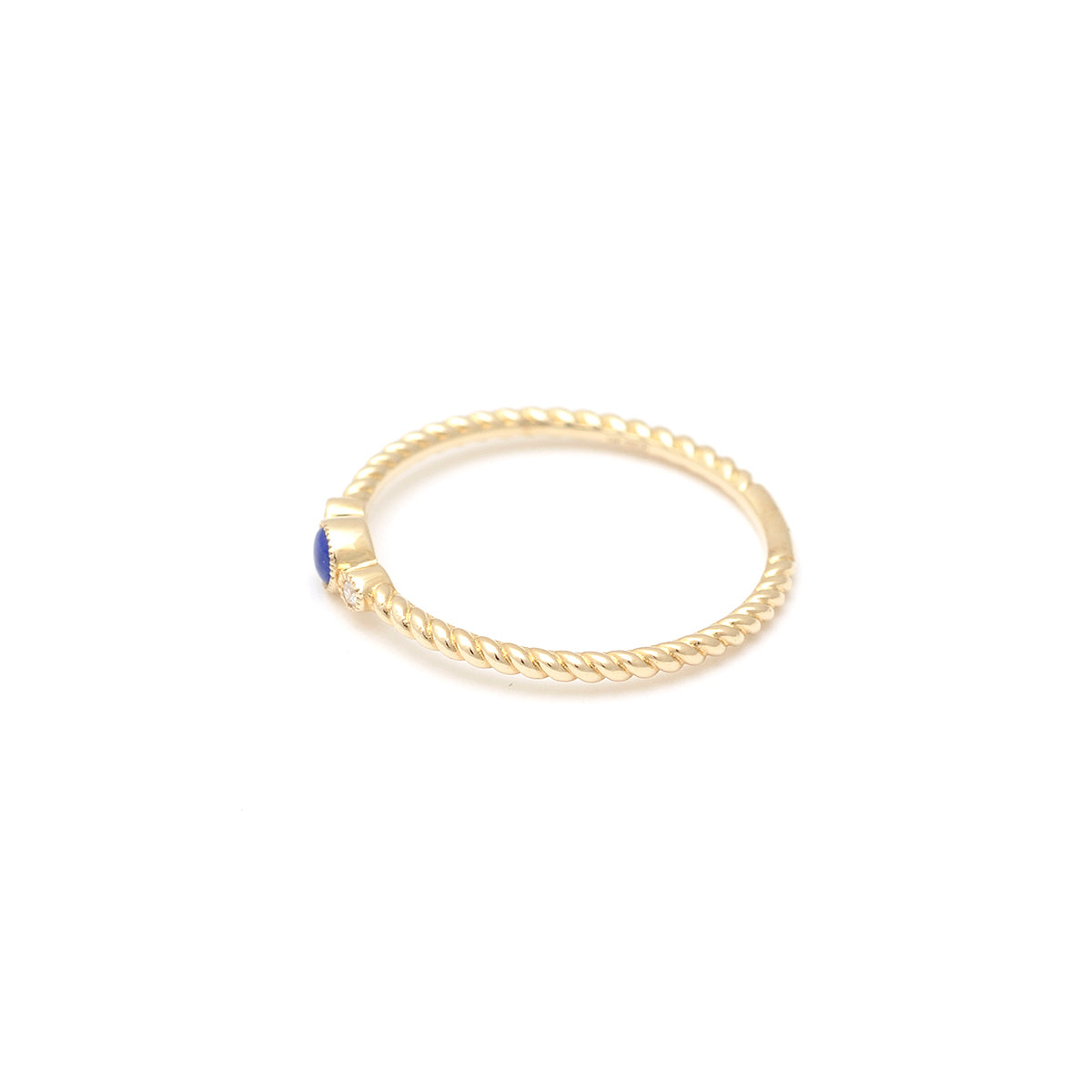 Milgrain Lapis Diamond Twist Band Ring