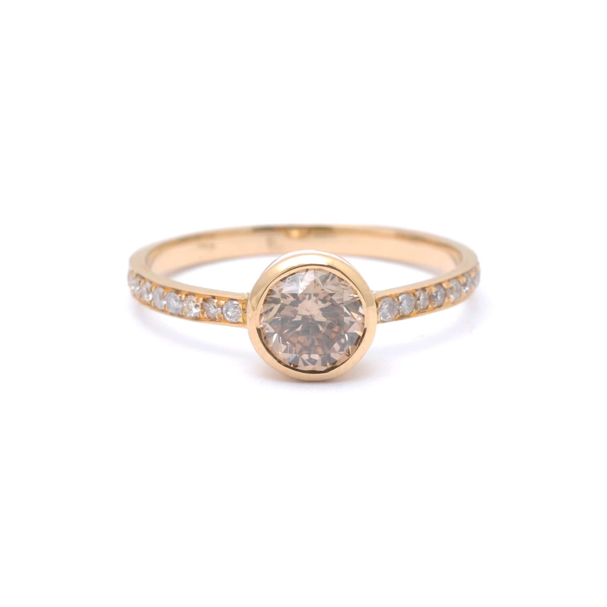 Light Brown Diamond Yellow Gold Engagement Ring
