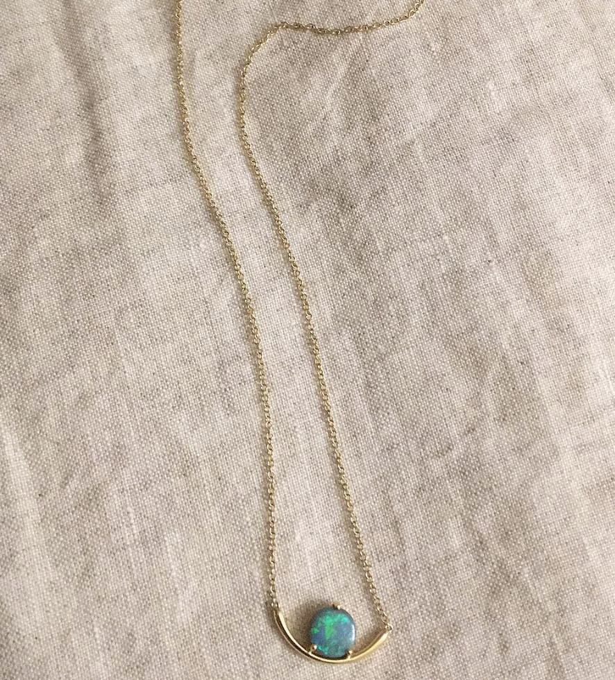 Gold Curve Opal Necklace