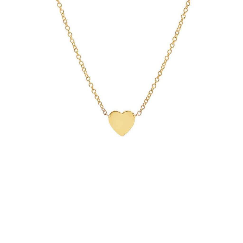 Small Flat Heart 14k Gold Chain Necklace - Curated Los Angeles